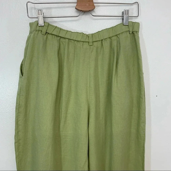 JM Collection Linen Pants Woman Size 12  Green Pockets Elastic Back Lightweight - Picture 11 of 11